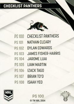 2024 NRL Traders Titanium - Pearl Special #PS100 Penrith Panthers Checklist Back